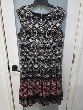 Roz & Ali Black Multi Lace Overlay Dress Size 16 Sleeveless Party Cocktail